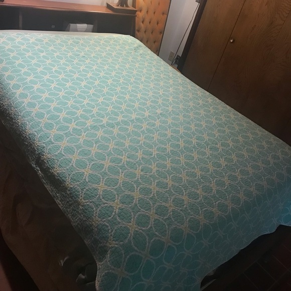 Max Studio Twin Bed Quilt Set Teal Floral Print - Picture 4 of 15